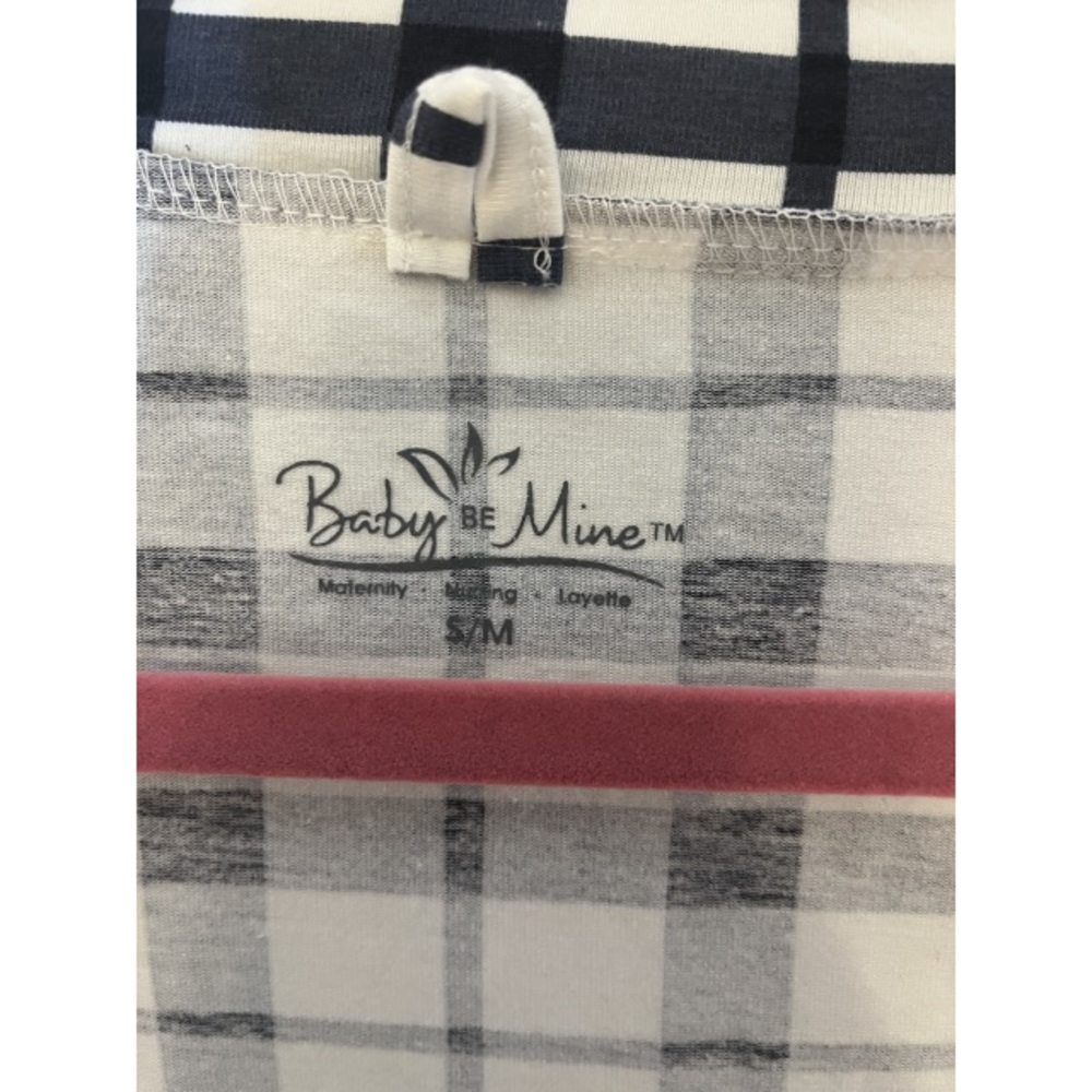 BABY BE MINE navy blue / white gingham pregnancy / postpartum robe S/M NEW - Picture 11 of 12